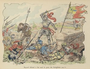 Chevalier de Bayard forsvarer på egen hånd Gariglianos bro mod spanierne, Italien, 1503